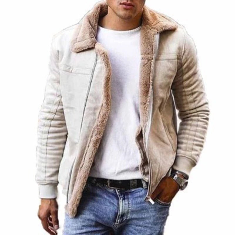 Men's PU Leather Aviator Jacket | Sherpa-Lined | Warm & Stylish