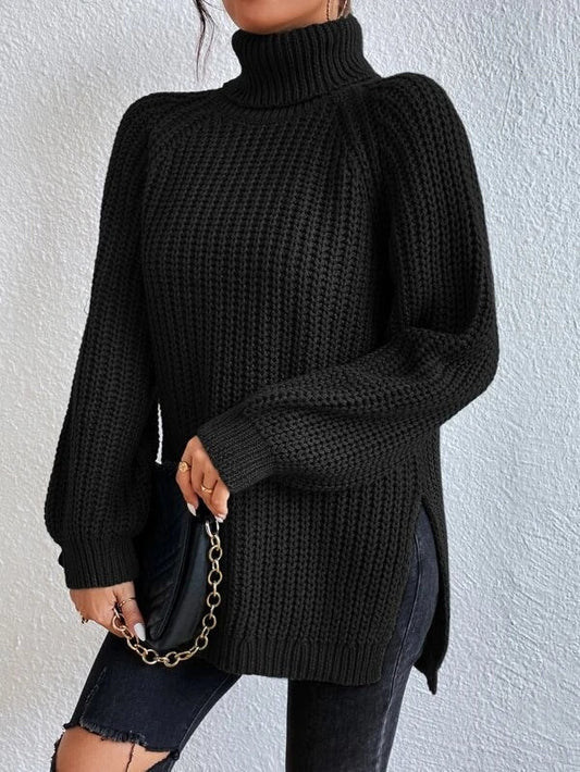 Turtleneck Tunic Sweater | Relaxed Fit | Chunky Knit | Effortless Winter Style