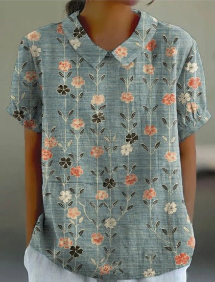 Short-Sleeve Floral Blouse | Peter Pan Collar & Lightweight Cotton | Everyday Casual