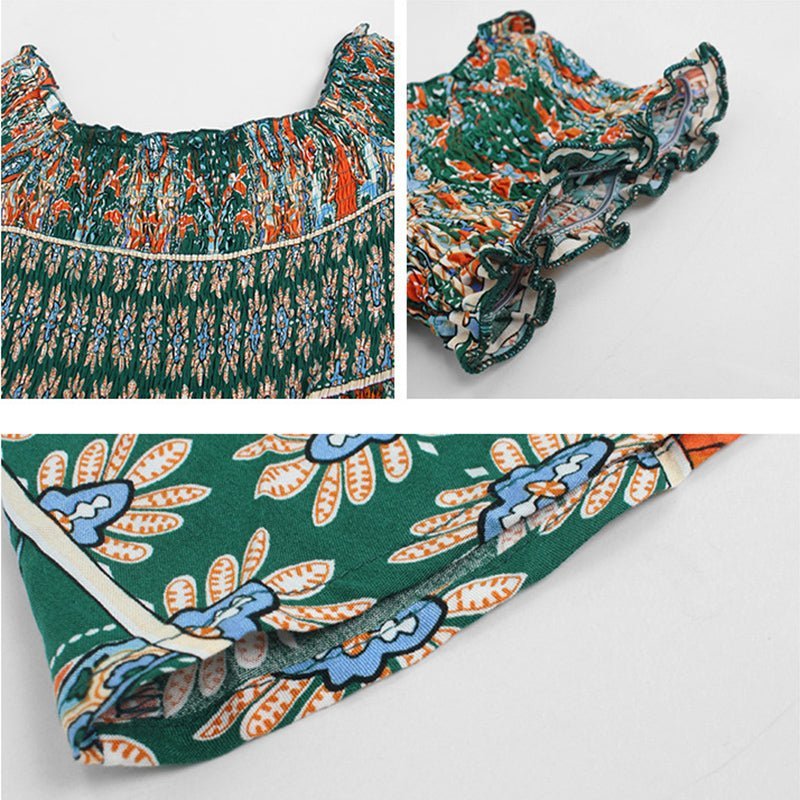 Off-Shoulder Boho Midi Dress | Floral Print | Lightweight Fabric | Summer Chic