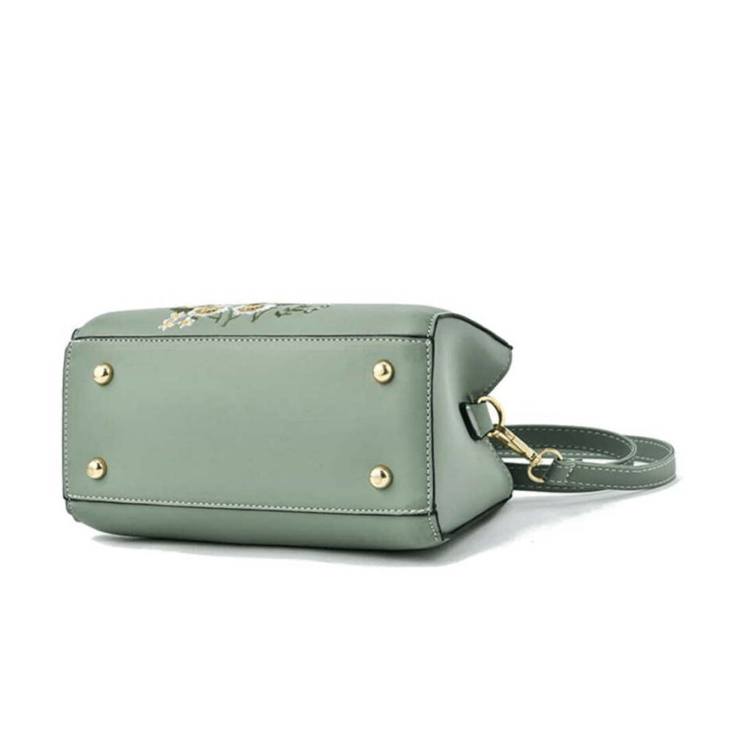 Floral Embroidered Handbag | PU Material | Elegant and Versatile Design