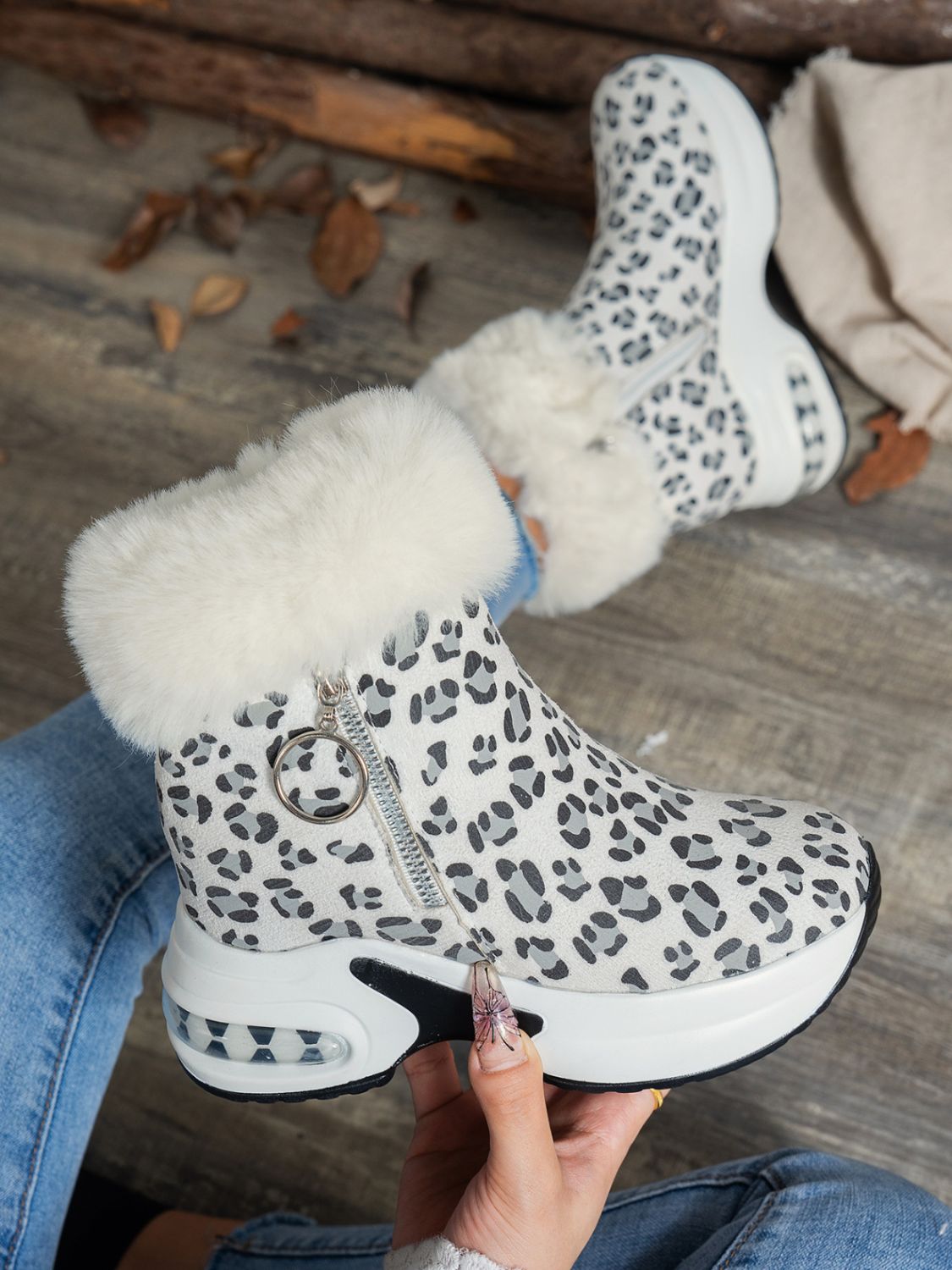 Leopard Print Fur-Lined Ankle Boots | Warm & Stylish | Winter-Ready