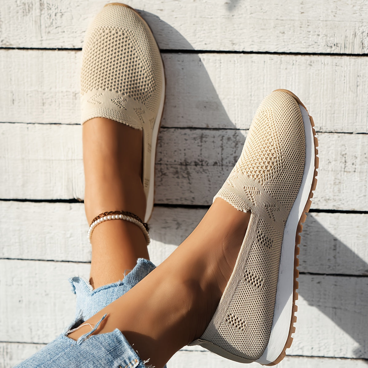 Knit Slip-On Sneakers | Lightweight Casual Walking Shoes | Breathable Stretch Fit