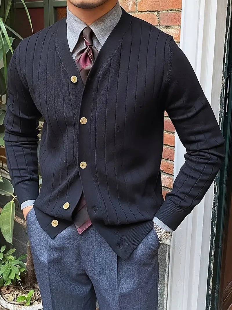 Men's Ribbed Knit Cardigan | Button-Front Design | Soft Cotton Blend | Timeless Style