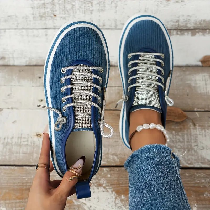 Embellished Denim Sneakers | Rhinestone Accent | Casual Glam Comfort