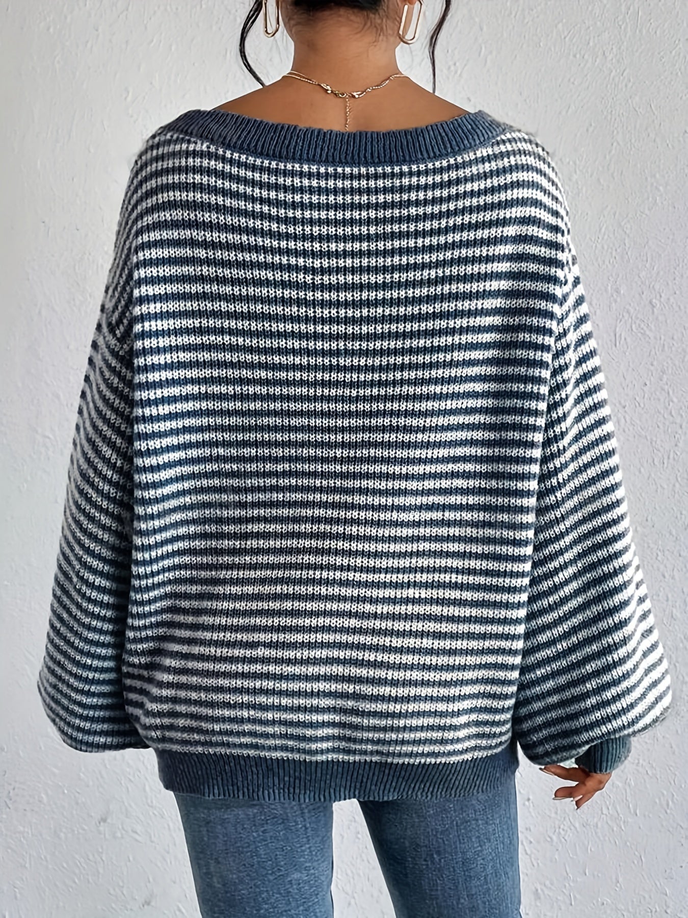 Striped Loose Knit Sweater | Soft Acrylic Blend | Relaxed and Stylish