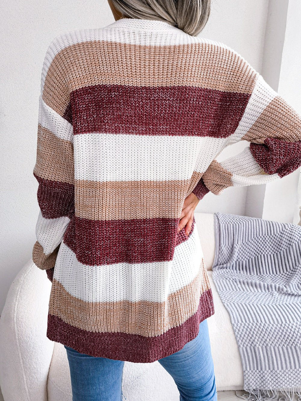Striped Open-Front Cardigan | Knitted & Relaxed Fit | Everyday Comfort