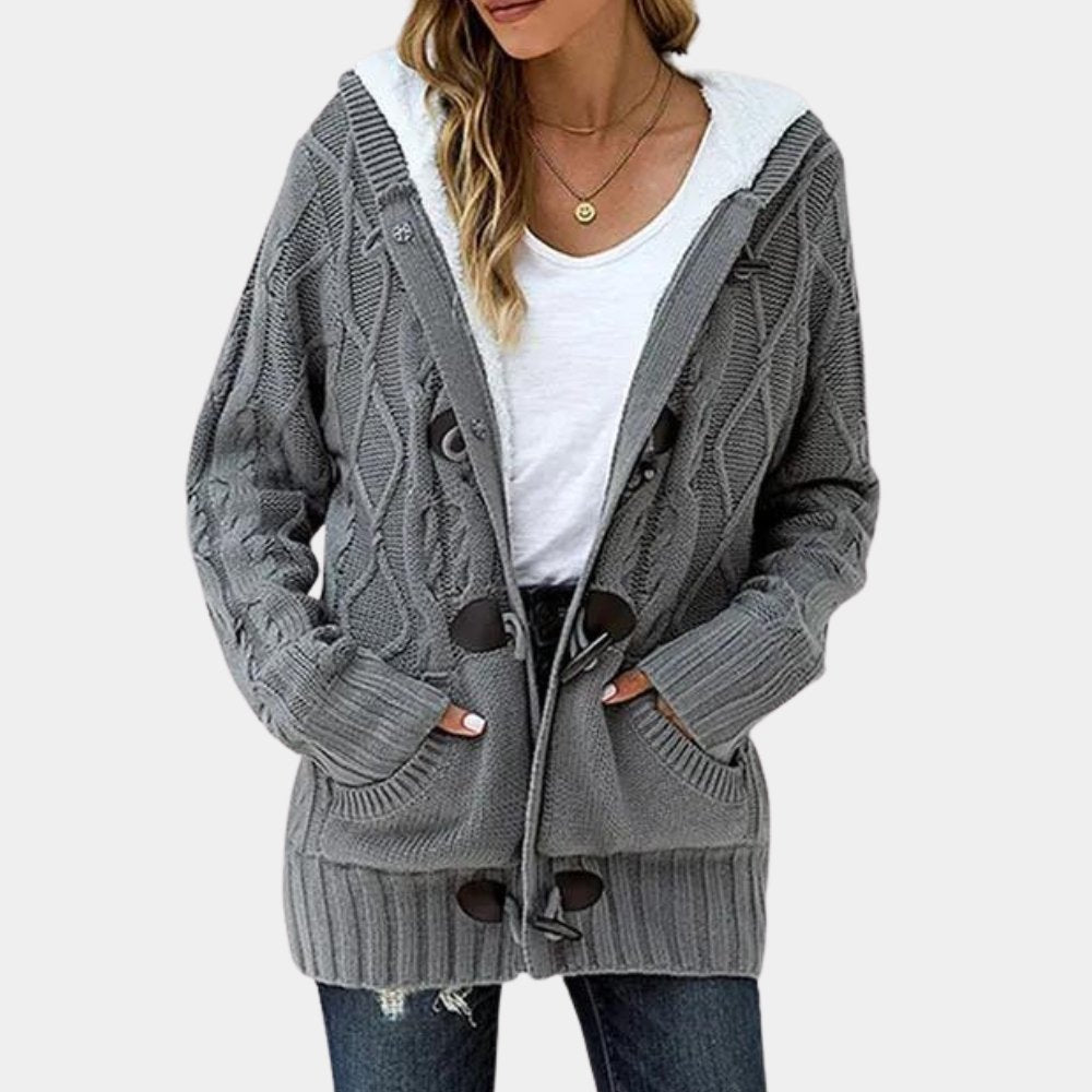 Toggle-Closure Cable-Knit Cardigan | Hooded Warmth | Soft Knit Blend | Casual Layer