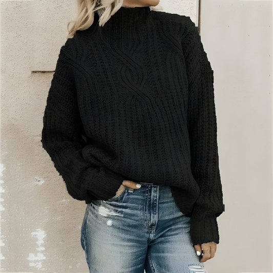 Chunky Cable-Knit High-Neck Sweater | Soft Acrylic Blend | Cozy Relaxed Fit | Winter Essential