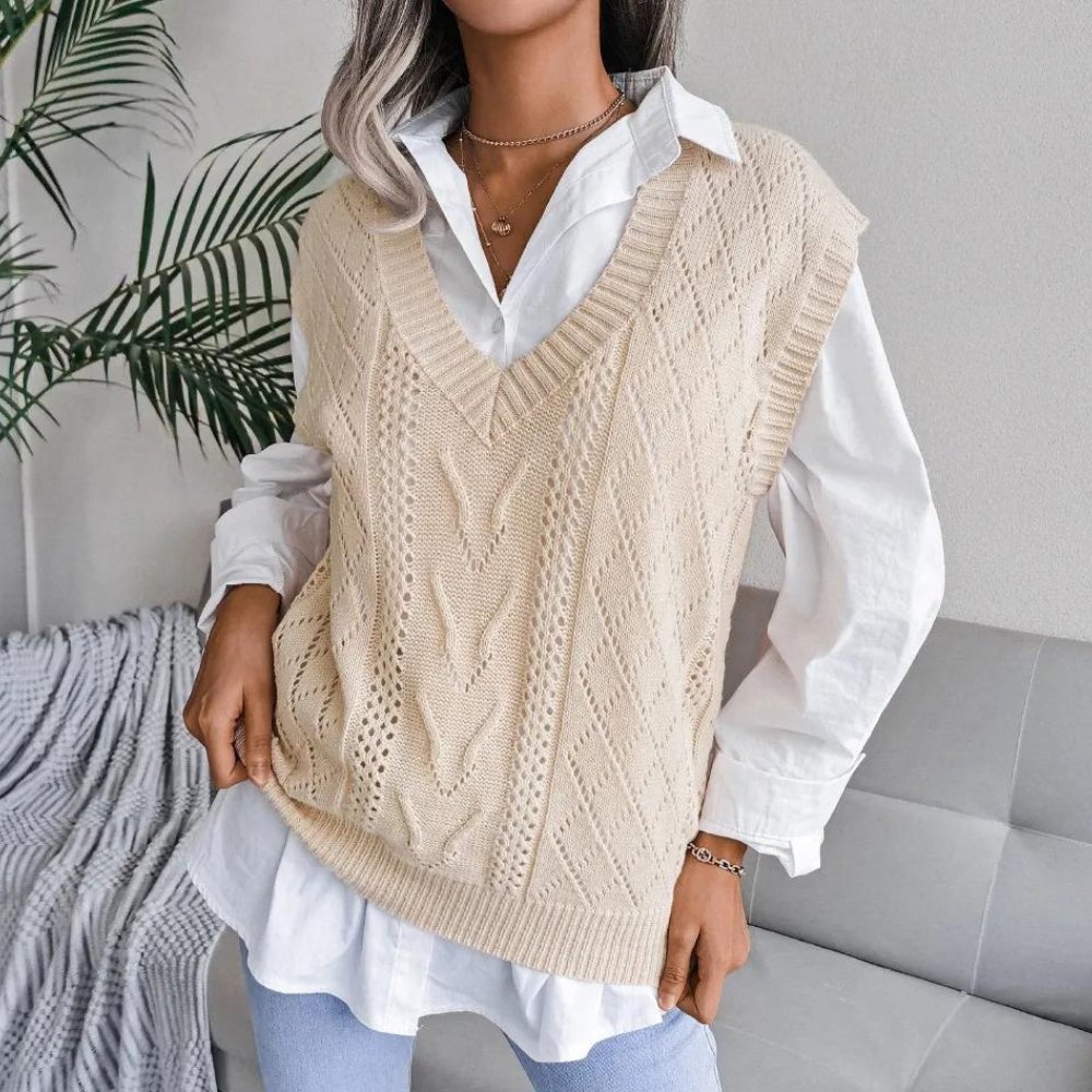 Cable-Knit Sweater Vest | Classic Layering Piece | Soft Knit Blend | Preppy Style