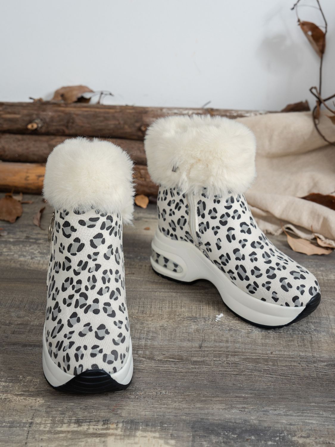 Leopard Print Fur-Lined Ankle Boots | Warm & Stylish | Winter-Ready