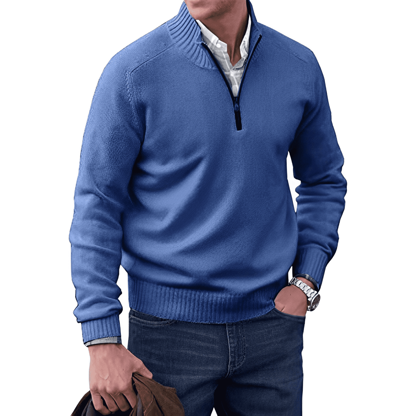 Men's Quarter-Zip Mock Neck Sweater | Cotton-Blend Knit | Casual Layering Essential