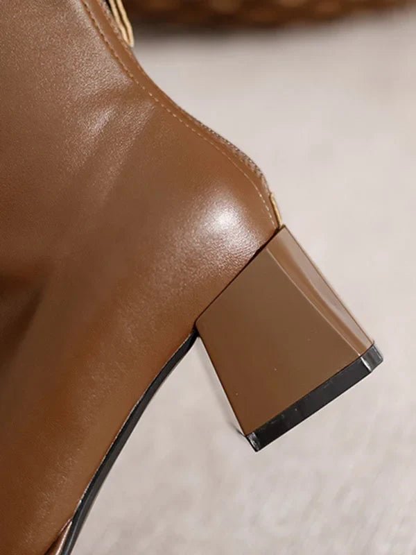 Square Toe Ankle Boots | Block Heel | Minimalist Zip Closure