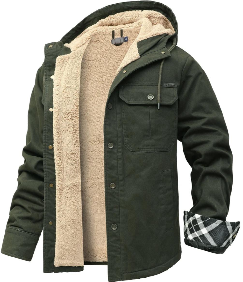 Men’s Sherpa-Lined Canvas Jacket | Hooded Winter Workwear | Heavyweight Outerwear Canada