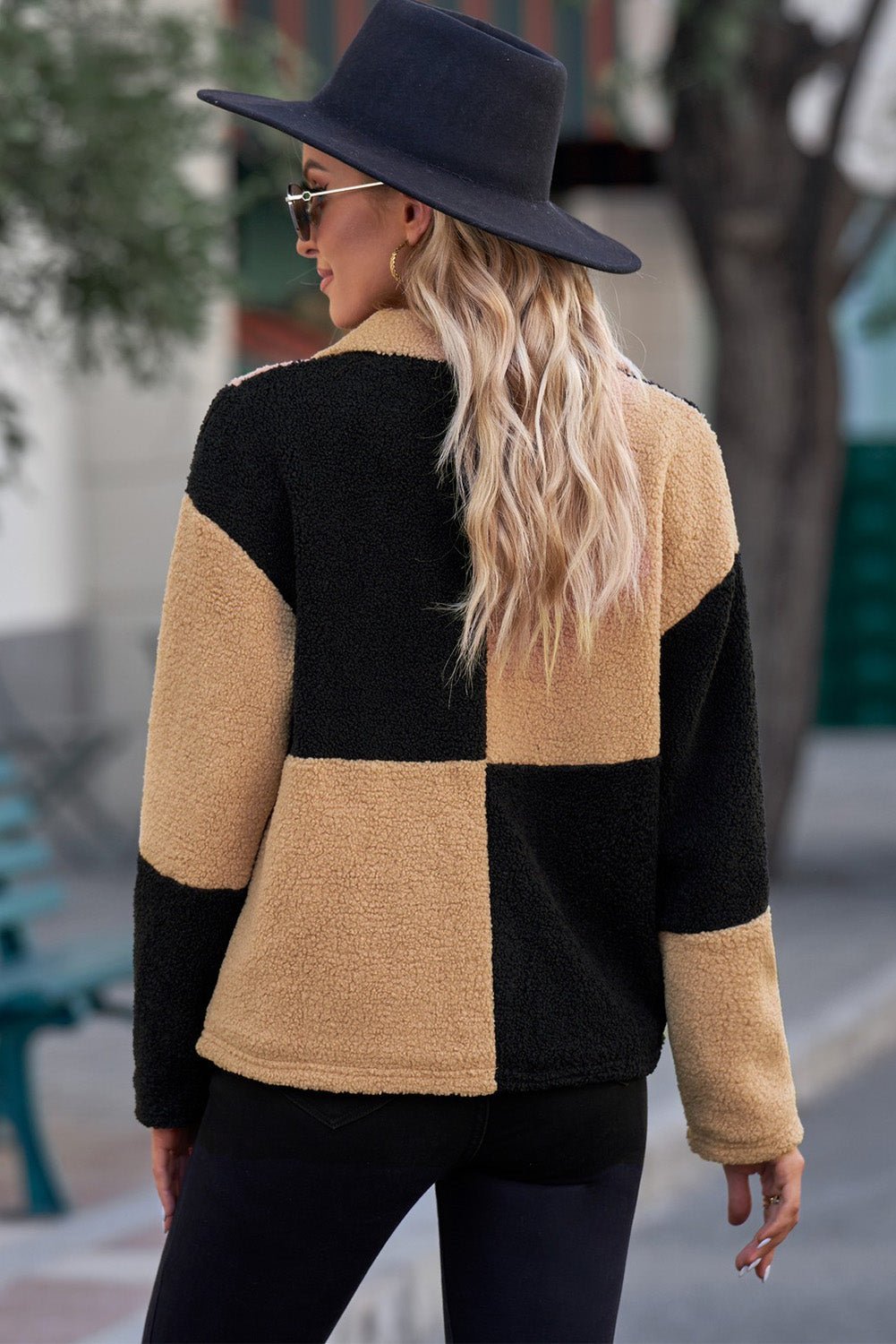 Colourblock Sherpa Jacket | Trendy Patchwork Design | Soft Fleece Blend | Casual Outerwear