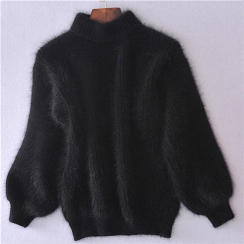 Fluffy Knit Mock Neck Sweater | Ultra-Soft Pullover with Relaxed Sleeves