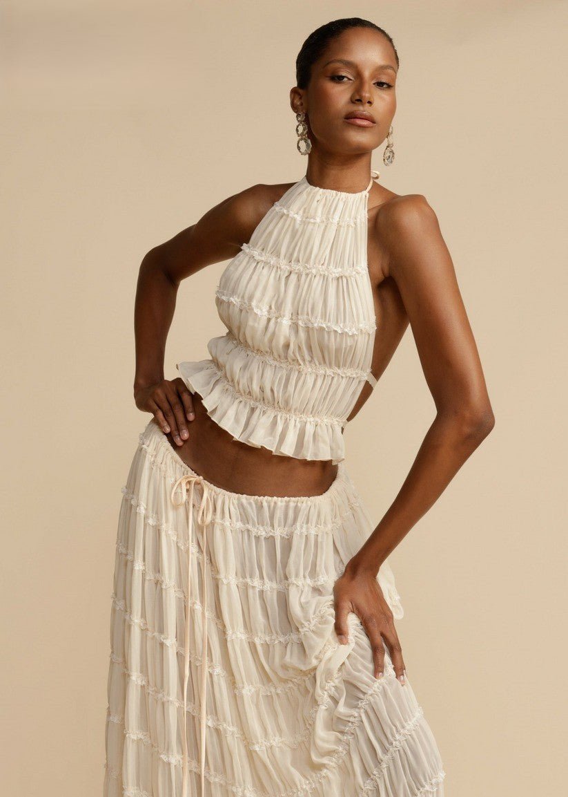 Pleated Halter Set | Textured Layers | Lightweight Resort Fit