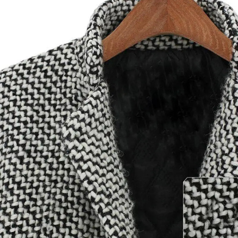 Herringbone Textured Coat | Classic Tailored Fit | Button Closure | Chic Outerwear