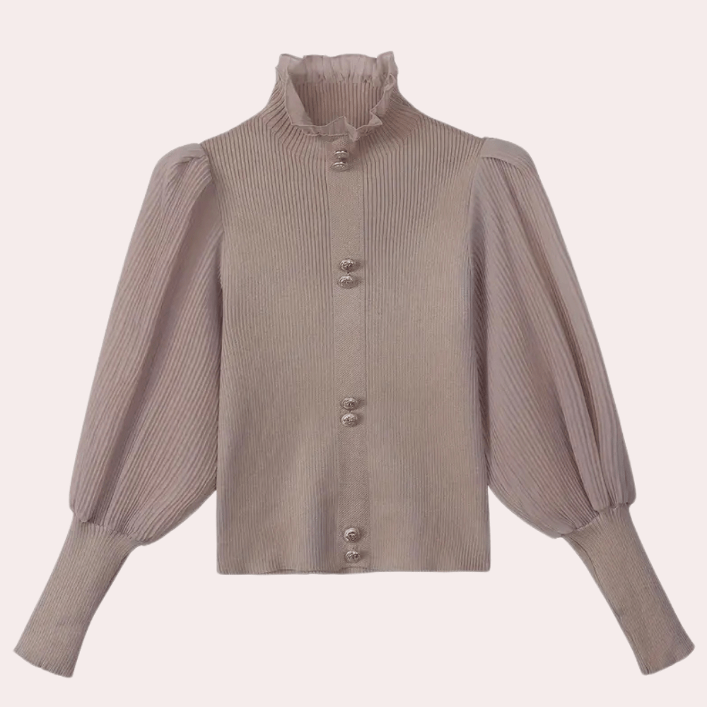 Elegant Puff-Sleeve Blouse | Chic Button Detail | Soft Knit Fabric | Office & Casual