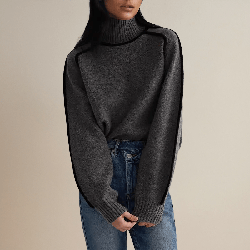 Contrast-Trim Turtleneck Sweater | Elegant Design | Soft Knit Blend | Office to Weekend Style