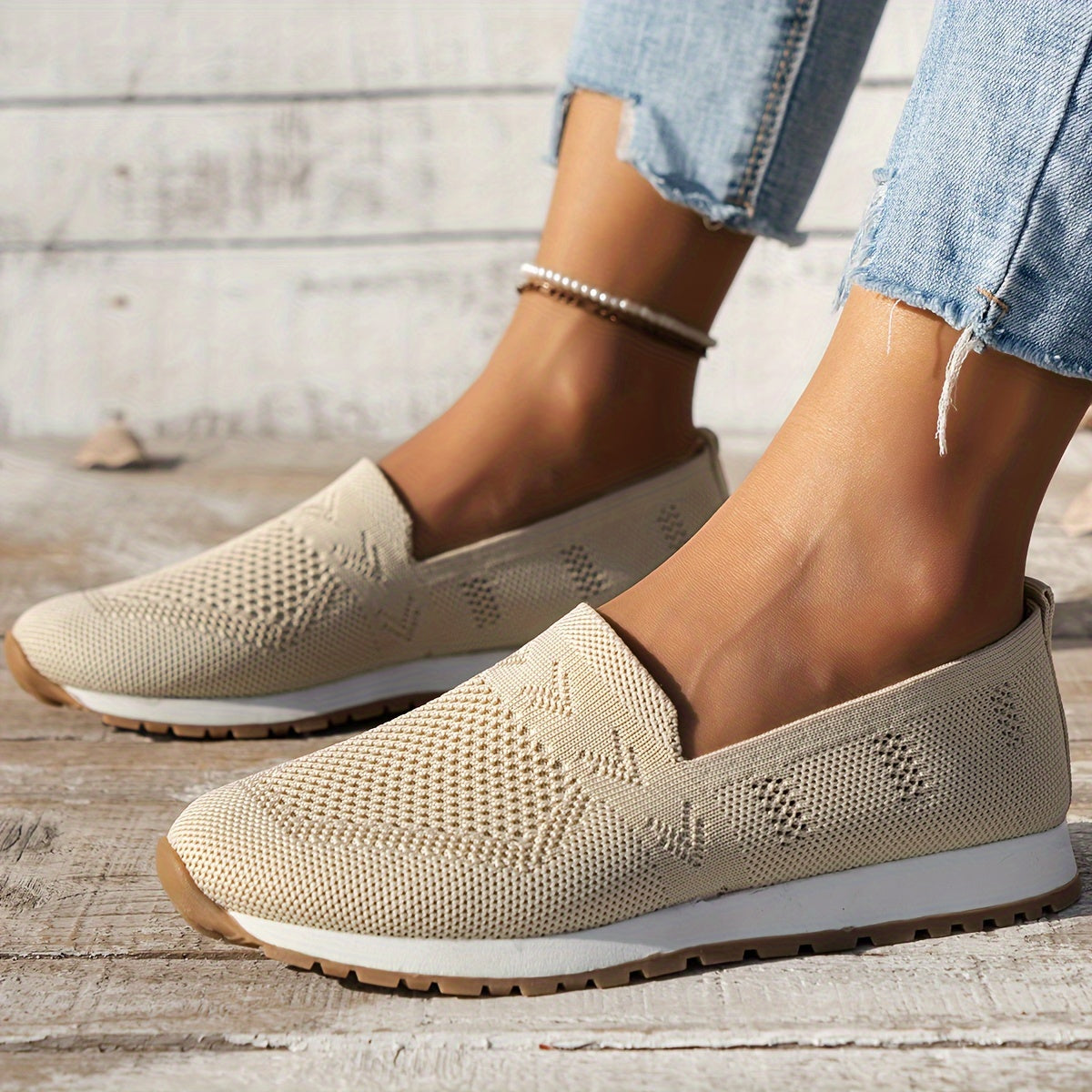 Knit Slip-On Sneakers | Lightweight Casual Walking Shoes | Breathable Stretch Fit
