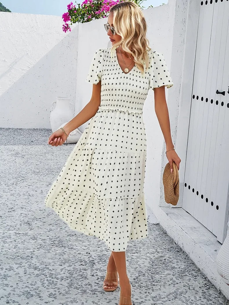Midi Summer Dress | V-Neck & Flutter Sleeves | Lightweight Casual Fit