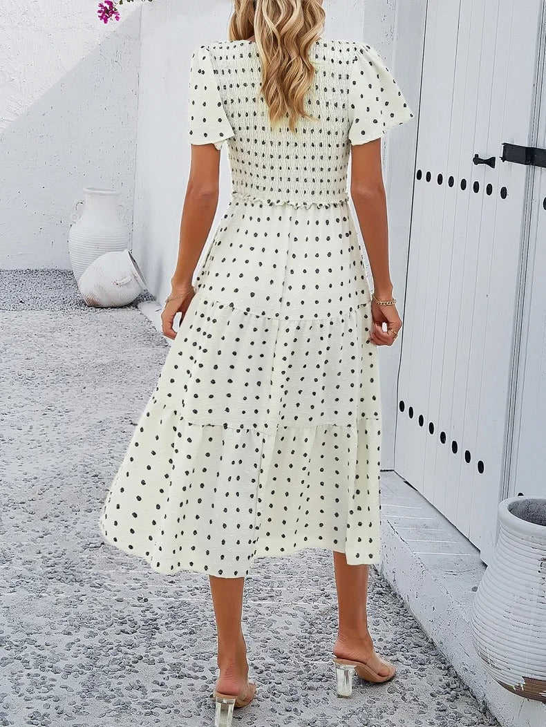 Midi Summer Dress | V-Neck & Flutter Sleeves | Lightweight Casual Fit