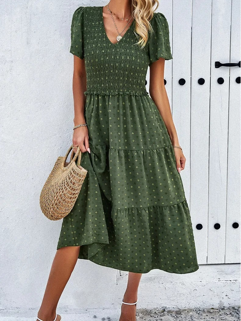 Midi Summer Dress | V-Neck & Flutter Sleeves | Lightweight Casual Fit