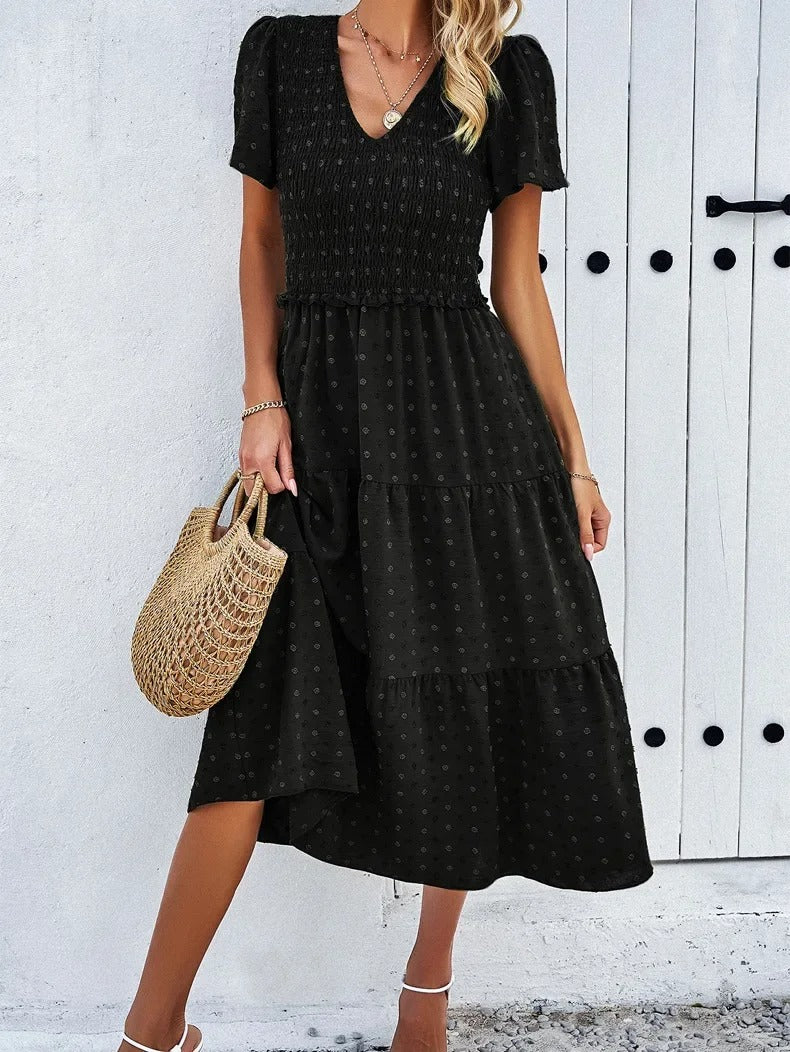Midi Summer Dress | V-Neck & Flutter Sleeves | Lightweight Casual Fit
