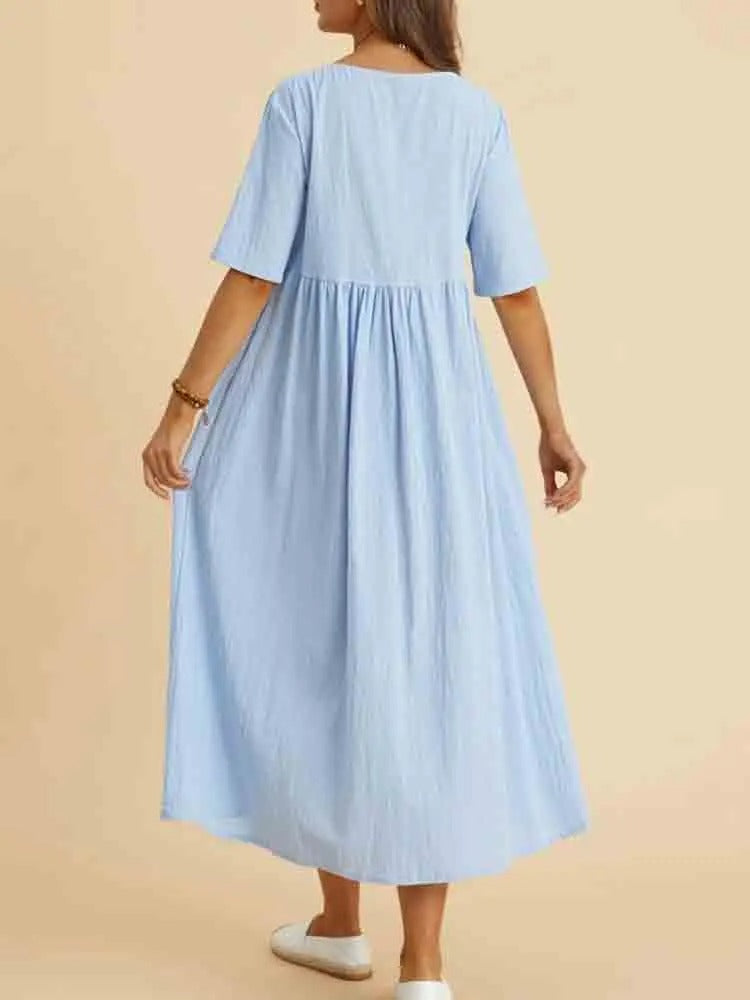 Relaxed Cotton Maxi Dress | Short Sleeve | Minimalist Everyday Style