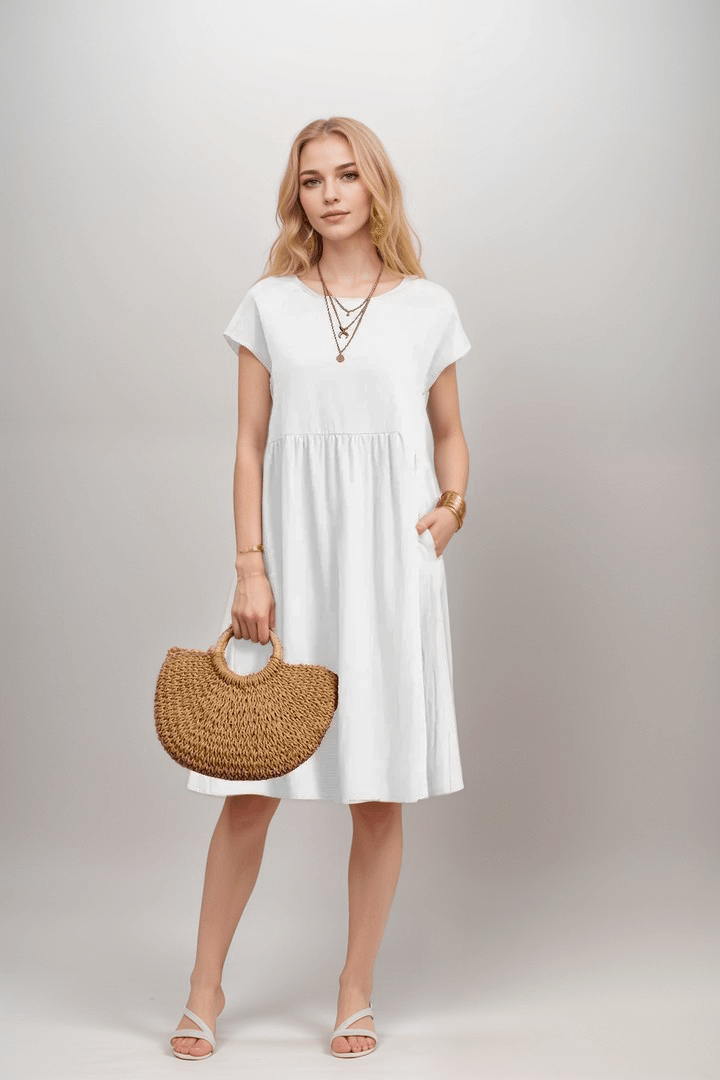 Casual Midi T-Shirt Dress | Relaxed Fit & Side Pockets | Everyday Comfort