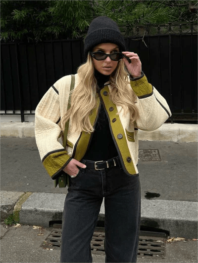 Women's Oversized Colourblock Knit Cardigan | Unique Boho-Chic Style | Casual Layer