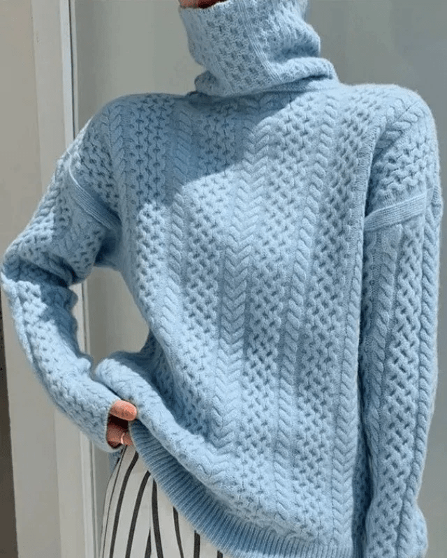 Chunky Cable Knit Turtleneck Sweater | Soft Textured Design | Relaxed Fit | Cozy Winter Essential