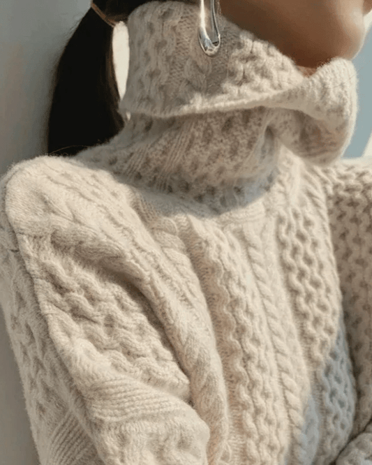 Chunky Cable Knit Turtleneck Sweater | Soft Textured Design | Relaxed Fit | Cozy Winter Essential