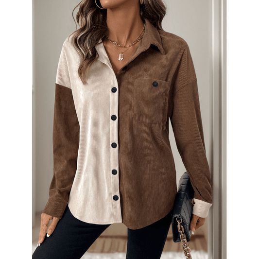 Colour-Block Corduroy Shirt | Button-Down | Casual Chic