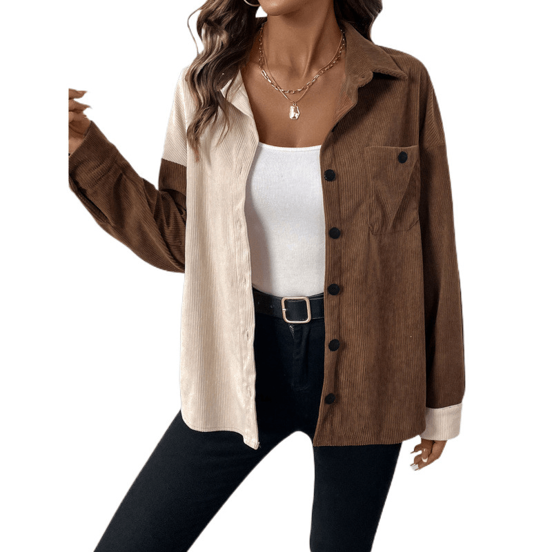 Colour-Block Corduroy Shirt | Button-Down | Casual Chic