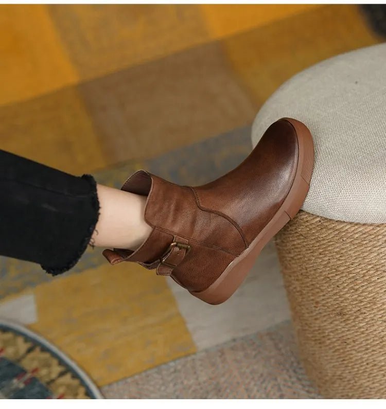Ankle Boots | Buckled Side Detail | Soft Leather Finish