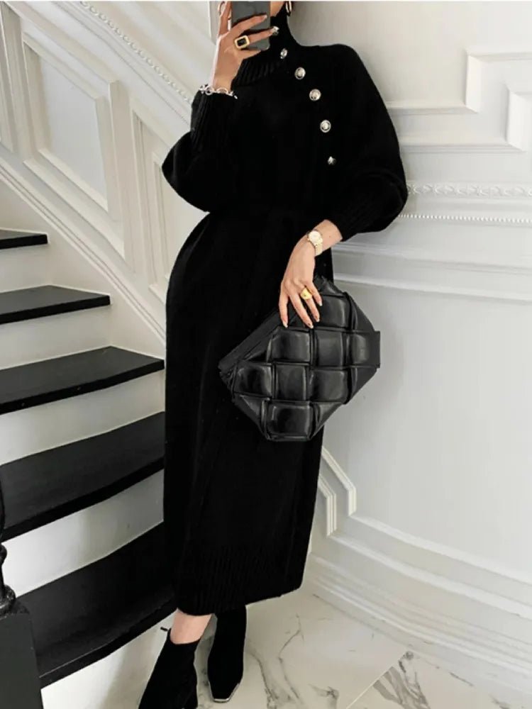 Belted Turtleneck Knit Maxi Dress | Elegant Warmth | Soft Knit | Winter Statement
