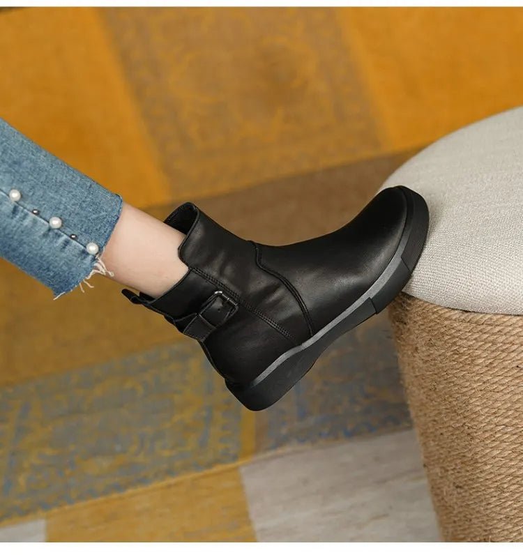 Ankle Boots | Buckled Side Detail | Soft Leather Finish