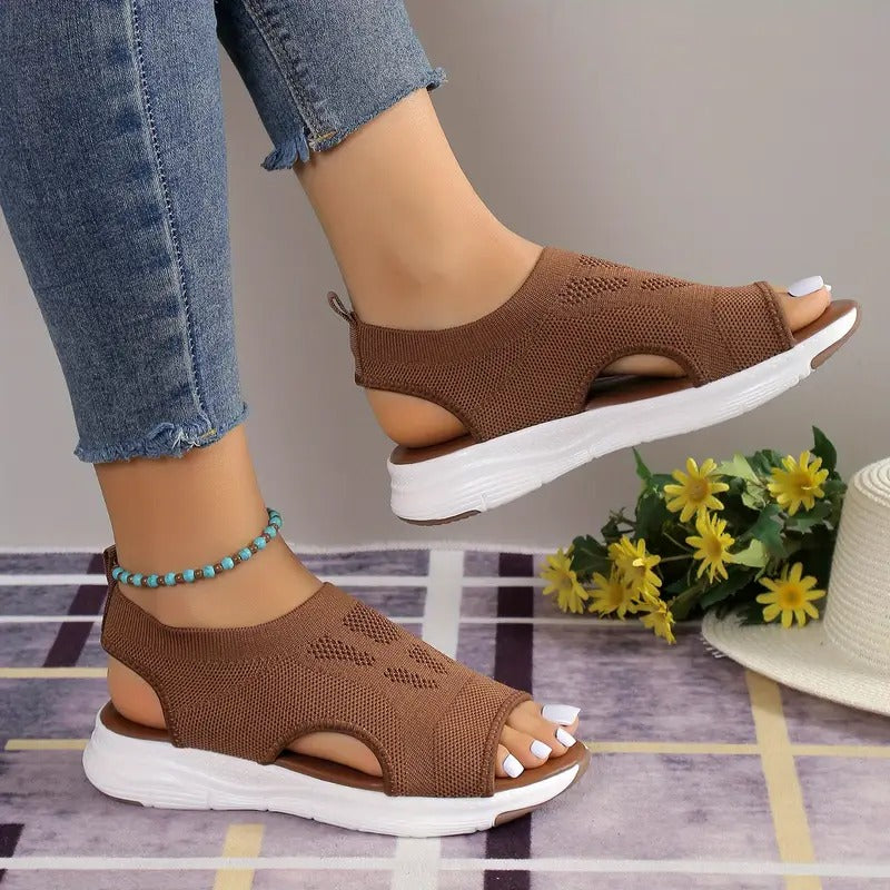 Knit Sport Sandals | Lightweight Platform Sole | Open Toe Slip-On