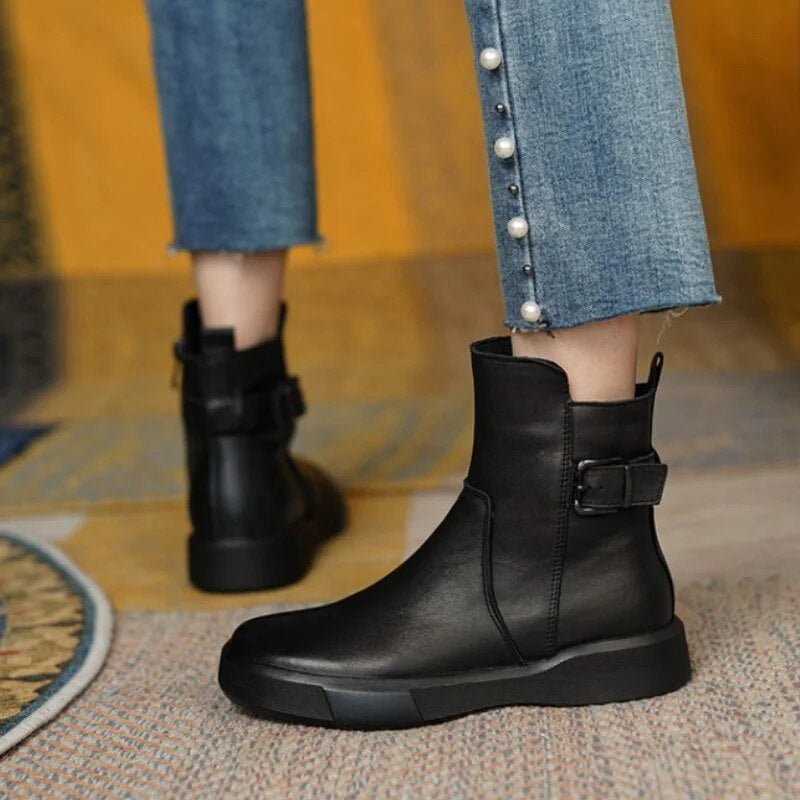 Ankle Boots | Buckled Side Detail | Soft Leather Finish