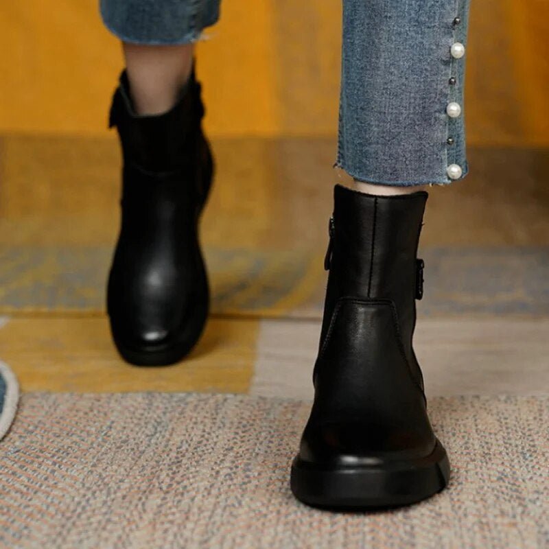 Ankle Boots | Buckled Side Detail | Soft Leather Finish