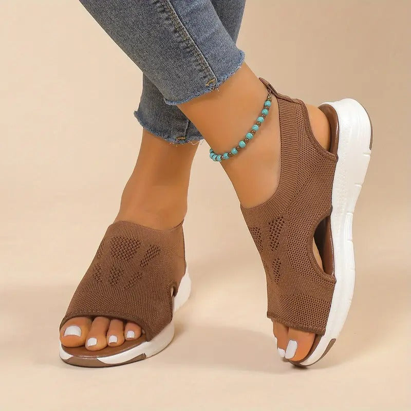 Knit Sport Sandals | Lightweight Platform Sole | Open Toe Slip-On