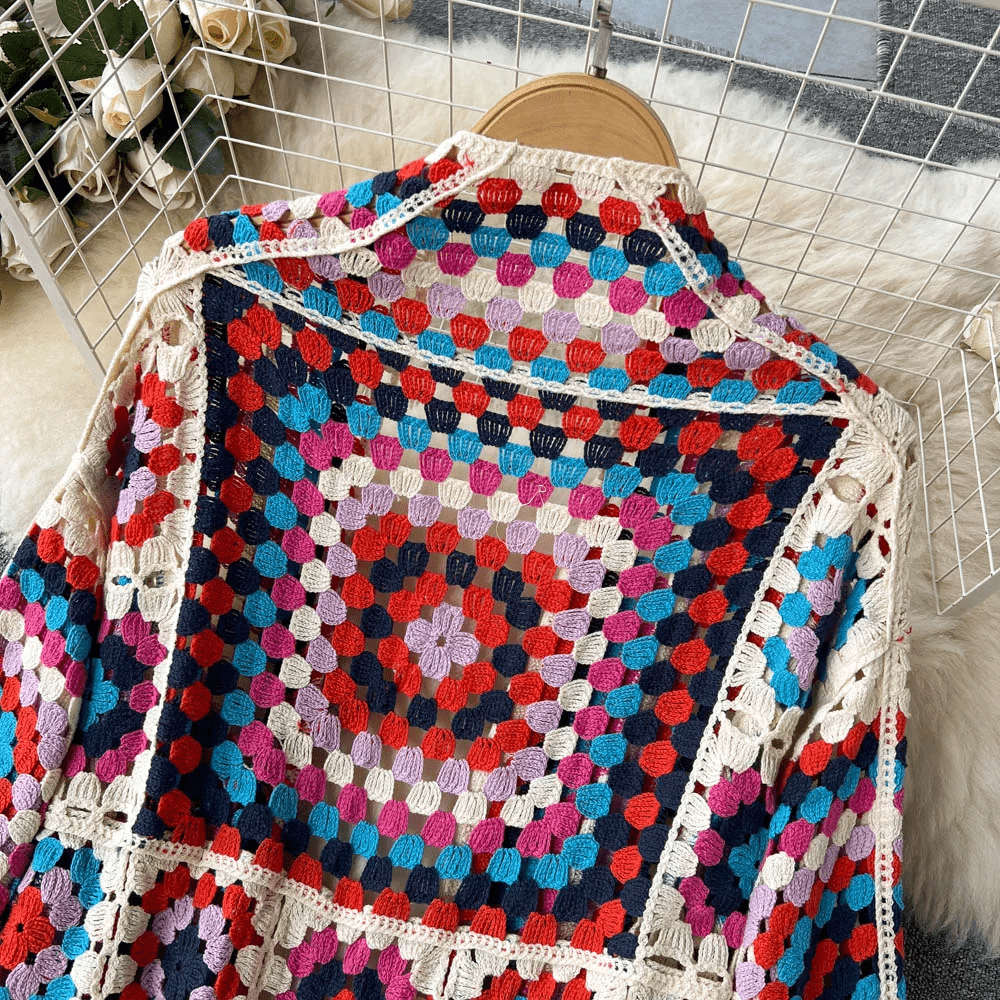 Crochet Cardigan | Boho Knit Open Front | Lightweight Layer for Women
