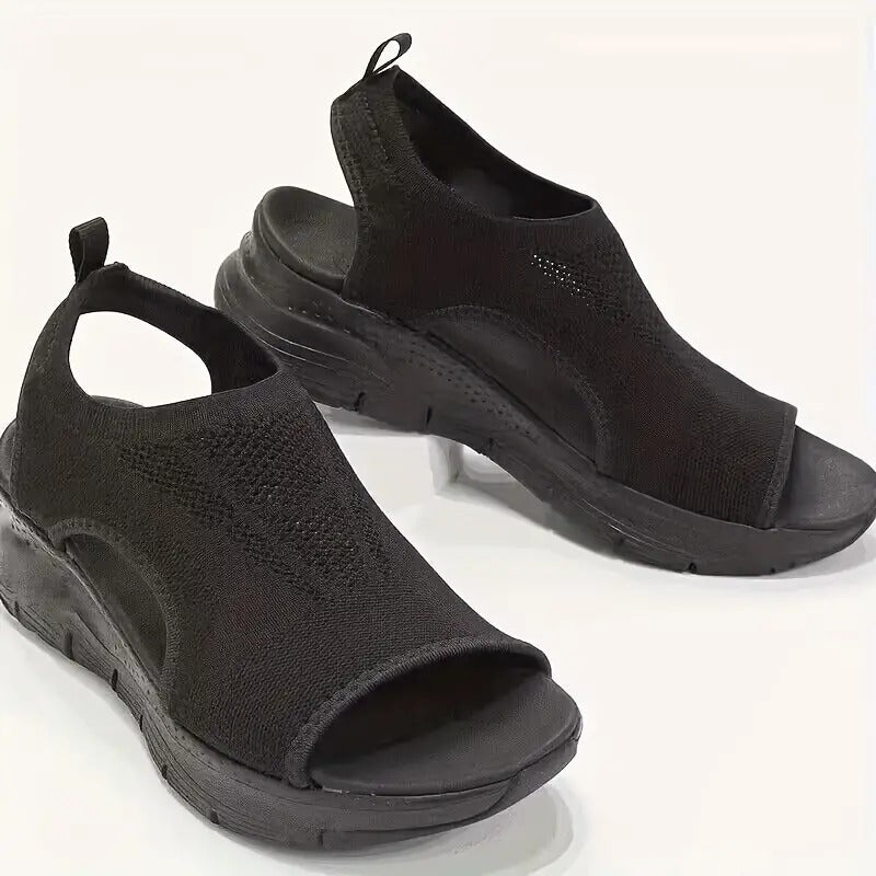 Knit Sport Sandals | Lightweight Platform Sole | Open Toe Slip-On