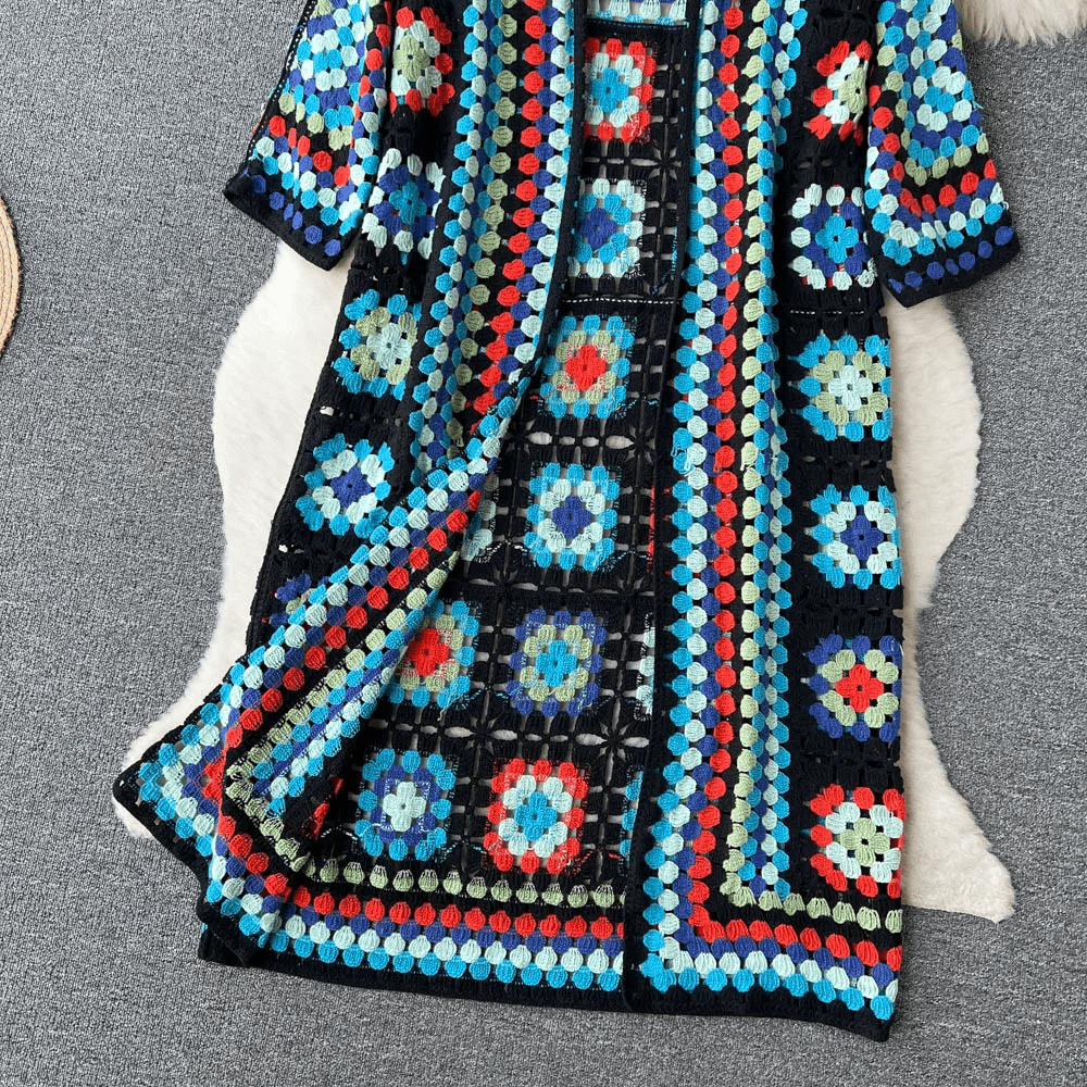 Crochet Cardigan | Boho Knit Open Front | Lightweight Layer for Women