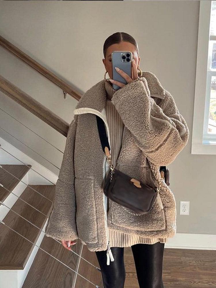 Teddy Fleece Zip-Up Jacket | Ultra-Soft Warmth | Casual Winter Essential | Beige