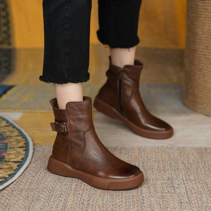 Ankle Boots | Buckled Side Detail | Soft Leather Finish
