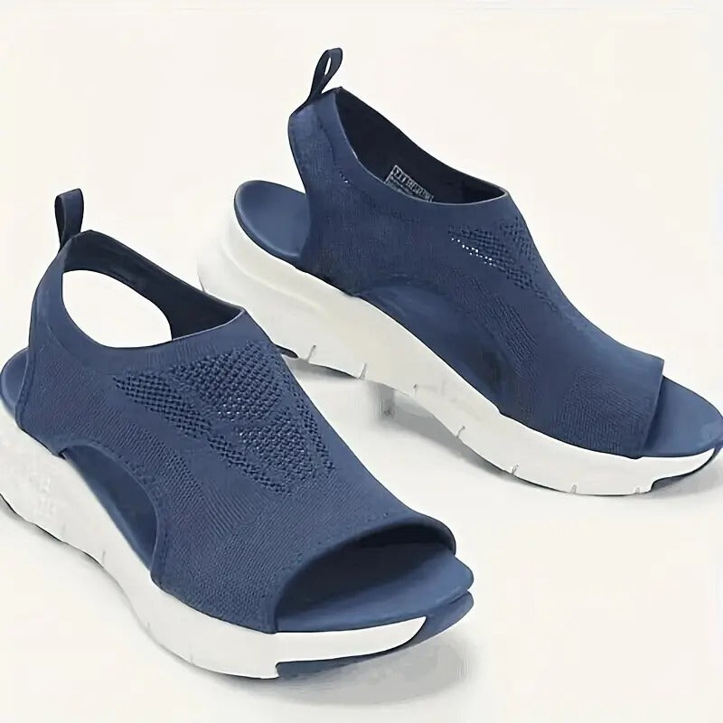 Knit Sport Sandals | Lightweight Platform Sole | Open Toe Slip-On