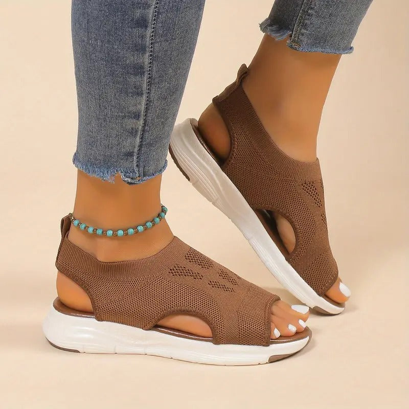 Knit Sport Sandals | Lightweight Platform Sole | Open Toe Slip-On